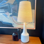 Load image into Gallery viewer, White Mid Century LOTTE Lamp with orginal fiberglass and jute string shade| Mr. Mansfield Vintage
