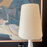 Load image into Gallery viewer, White Mid Century LOTTE Lamp with orginal fiberglass and jute string shade| Mr. Mansfield Vintage
