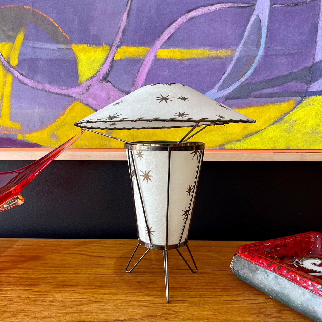 1950s Atomic Starburst Pattern Fiberglass Table Lamp