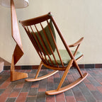 Solid Teak Rocking Chair by Frank Reenskaug for Bramin, Denmark. 