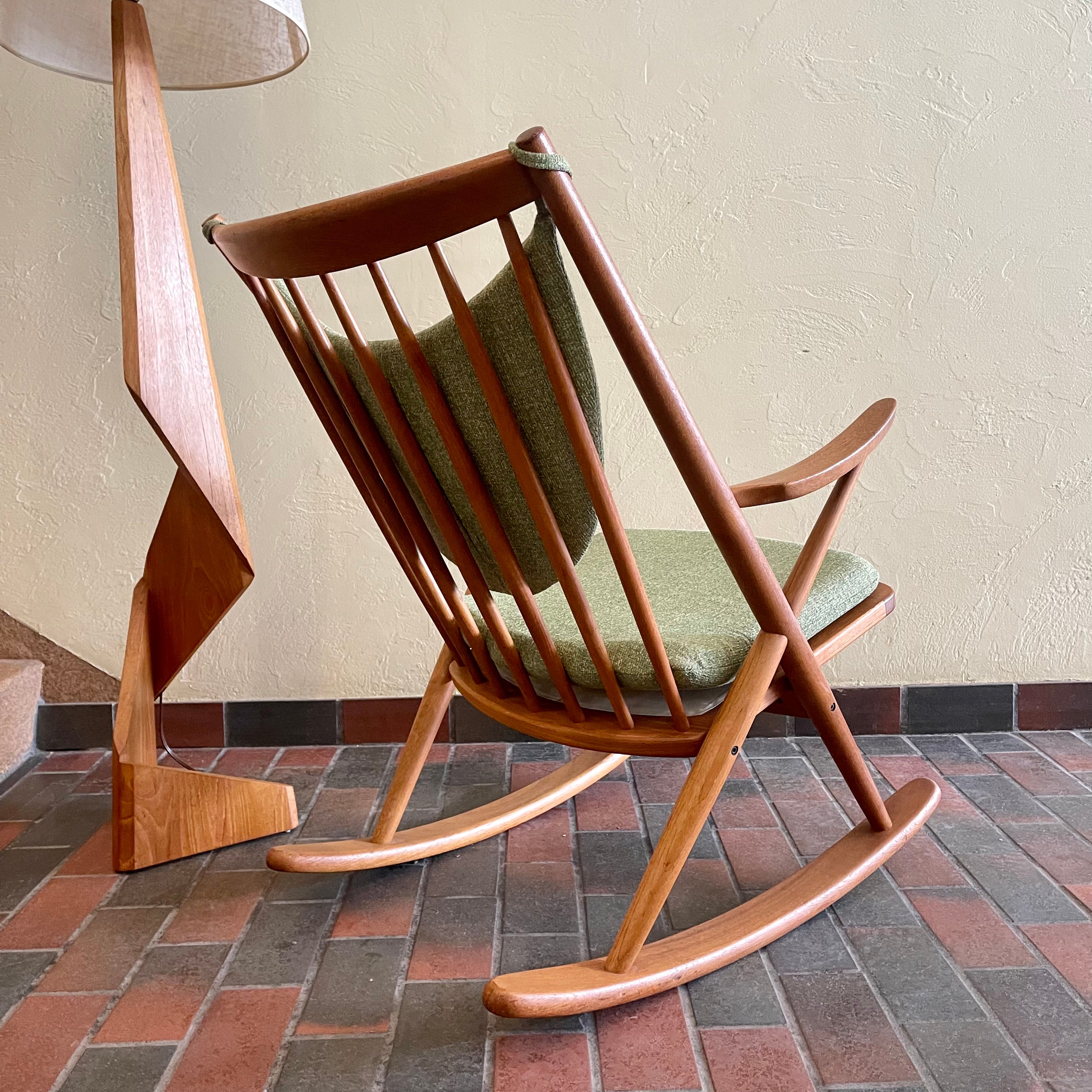 Solid Teak Rocking Chair by Frank Reenskaug for Bramin, Denmark. 