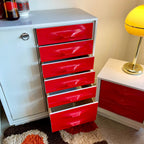 TRECO Space Age wardrobe with oprened drawers and nightstands vintage bedroom set
