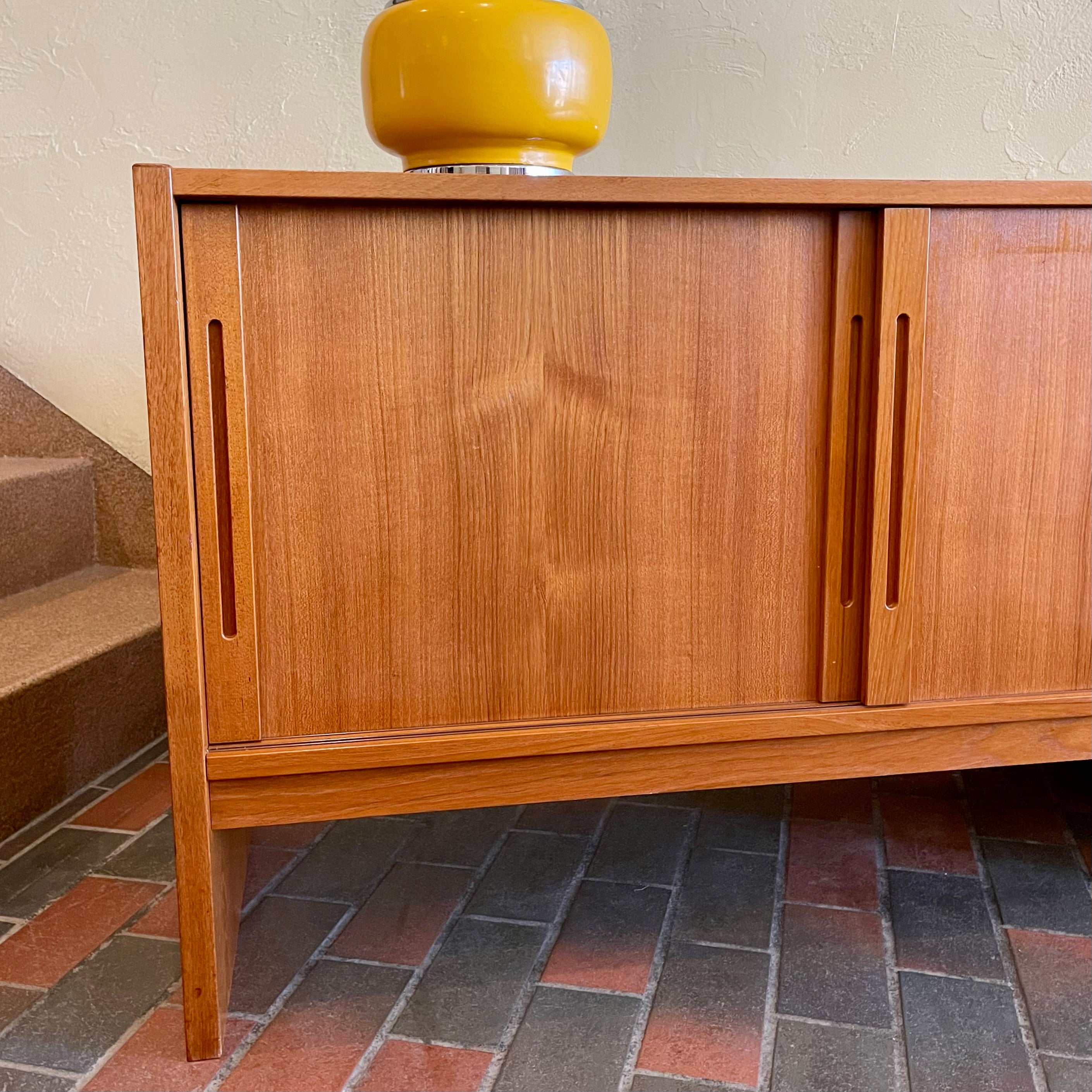 Small Vintage Teak Storage Cabinet Records Stereo Equipment | Mr. Mansfield Vintage