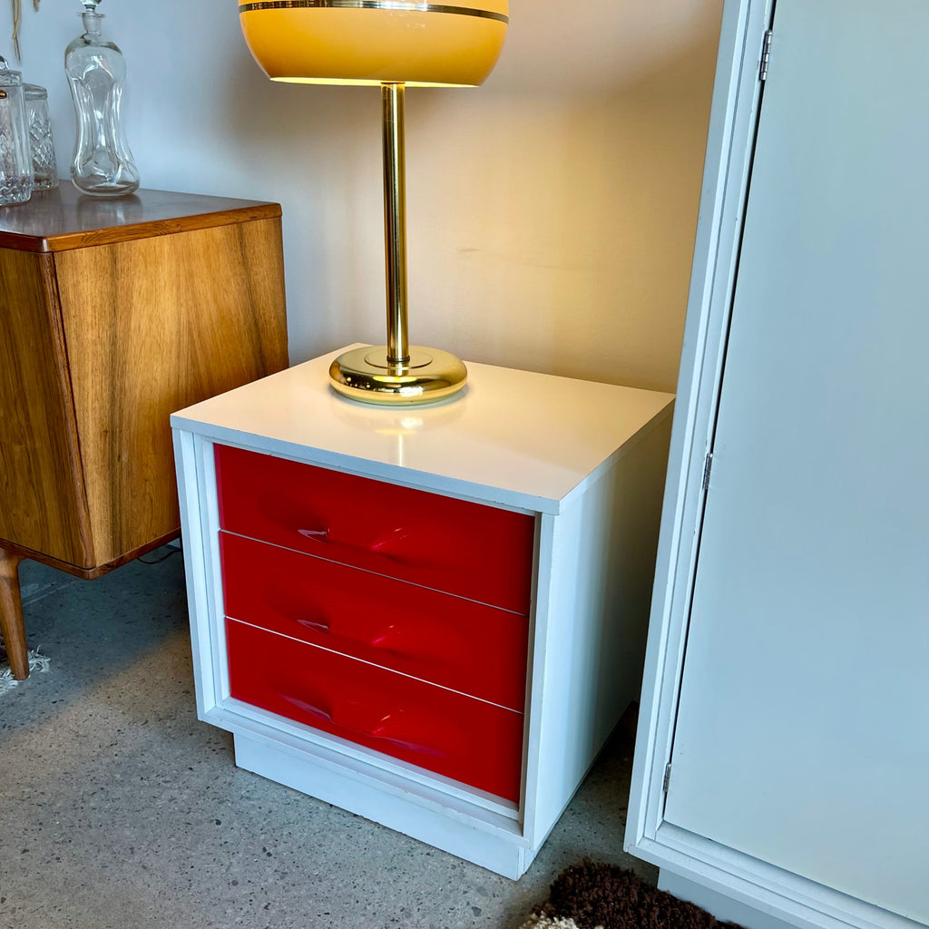 Matching TRECO nightstand from Space Age bedroom set