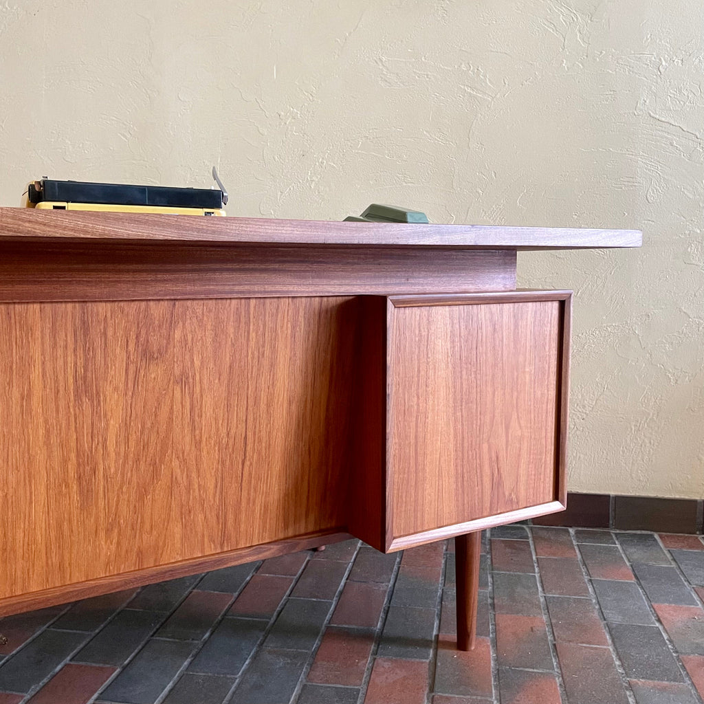 Finished back detail on RS Associates mid-century teak desk