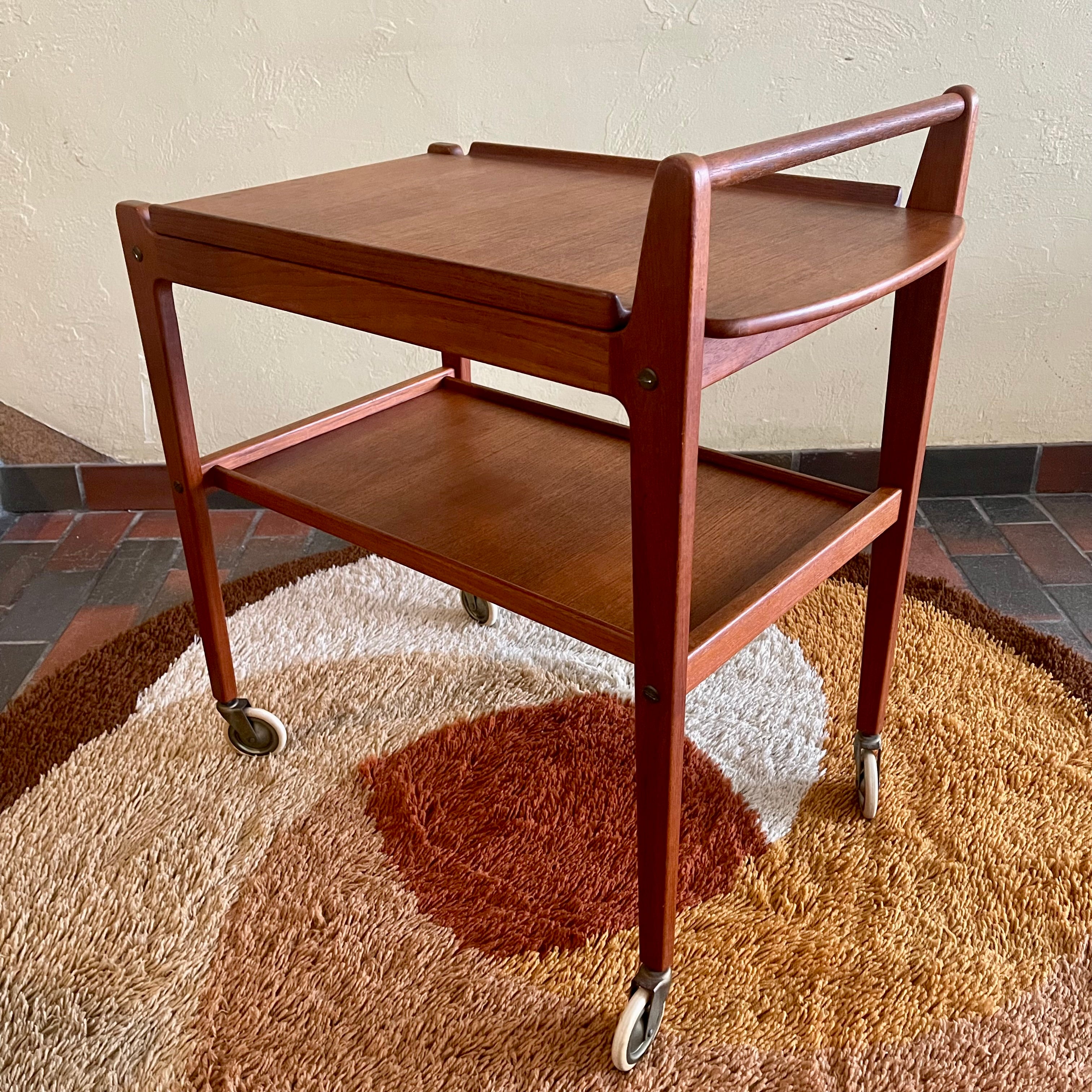 Vintage | Mid Century Teak Scandinavian Bar Cart | Drinks Cart by Erik Gûstavsson Made in Sweden.

