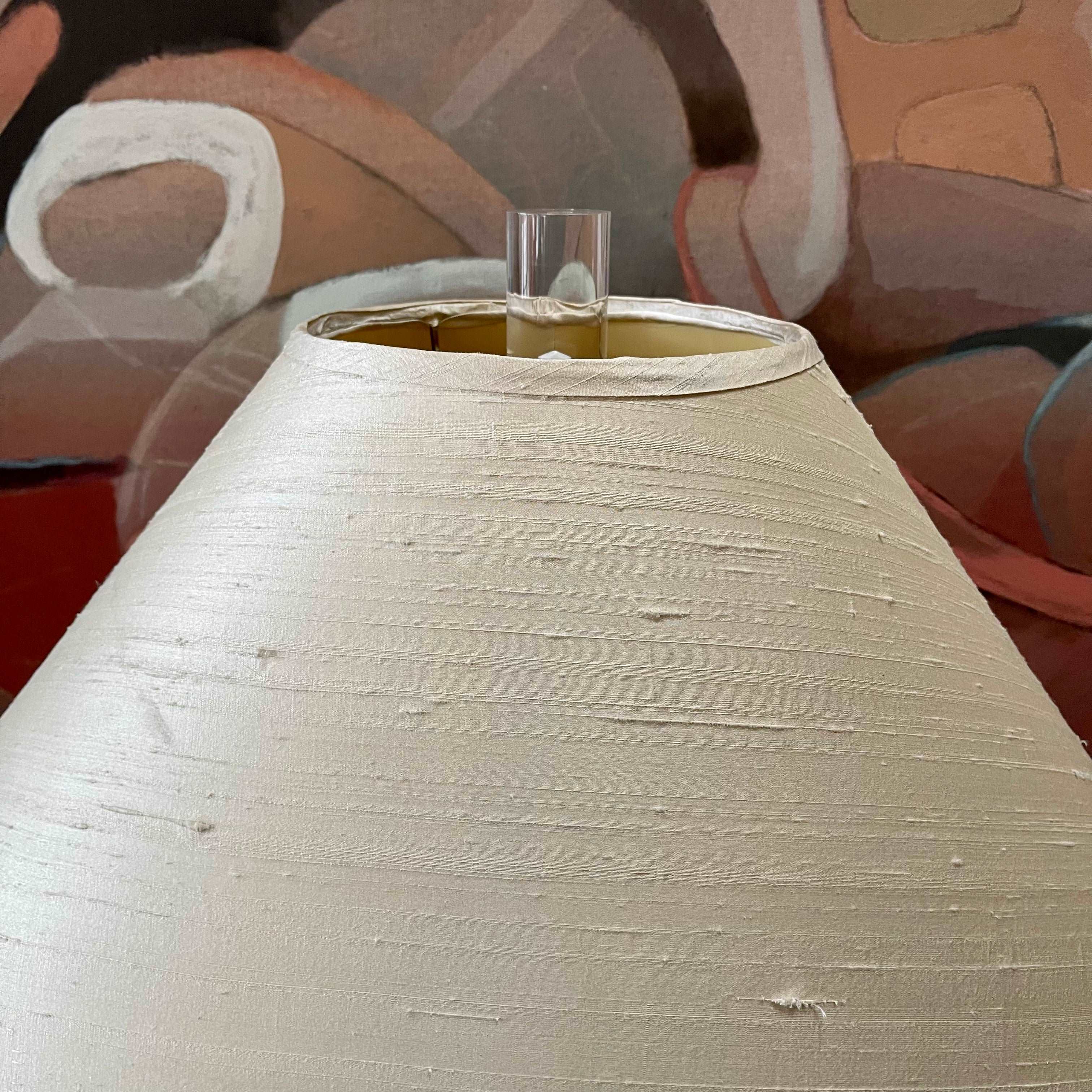 1980s DECO Large Opalescent Pottery and Lucite Table Lamp | signed by Van Teal |Mr. Mansfield Vintage