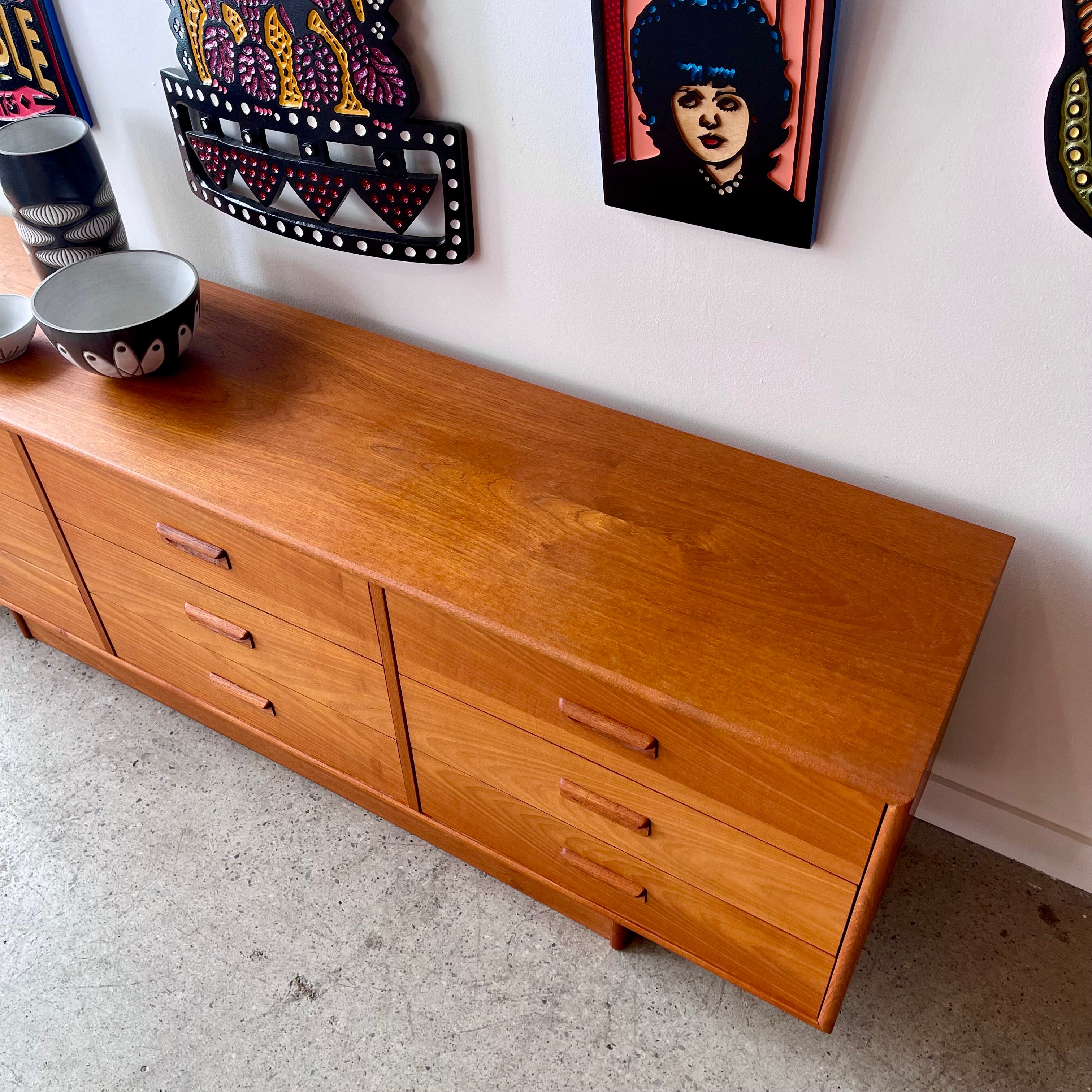 Vintage Teak 9 Drawer Dresser