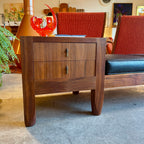 Vintage Walnut Gossip Bench | Drawers