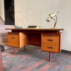 Floating top detail on mid-century RS Associates teak desk