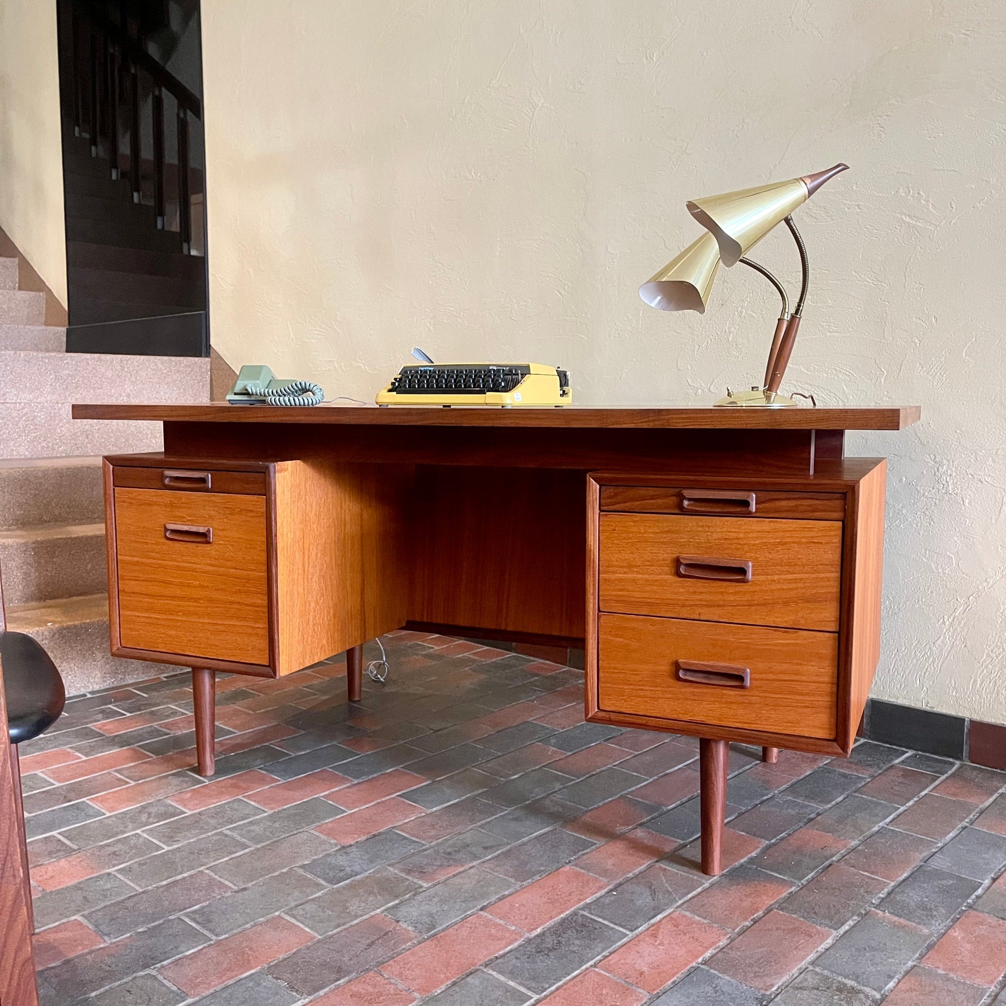 Floating top detail on mid-century RS Associates teak desk