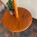 Mid Century Solid Teak Table Lamp with Tripod Base and Vintage Shade | Mr. Mansfield Vintage 