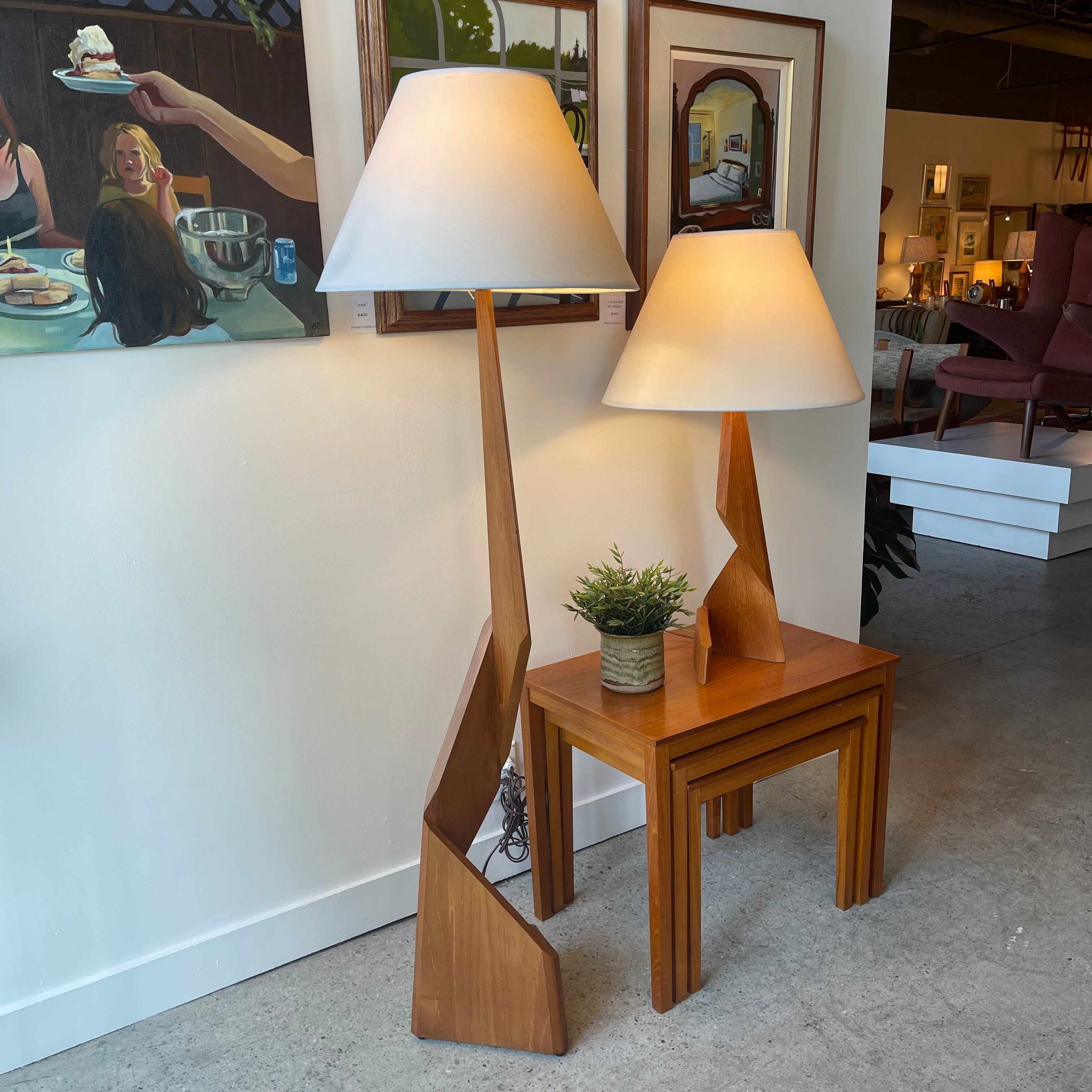 1960s Danish Mid-Century Modern Sculpted Teak ZigZag Floor Lamp