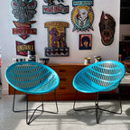 2 Vintage Blue Solair Chairs Made in Canada