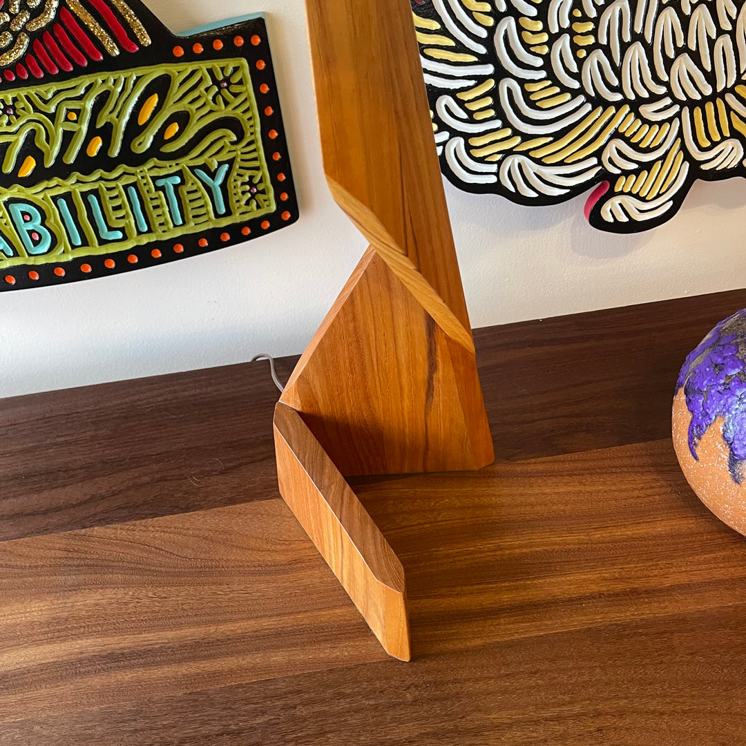 Refinished 1960s Danish Mid-Century Modern Sculpted Teak ZigZag Table Lamp