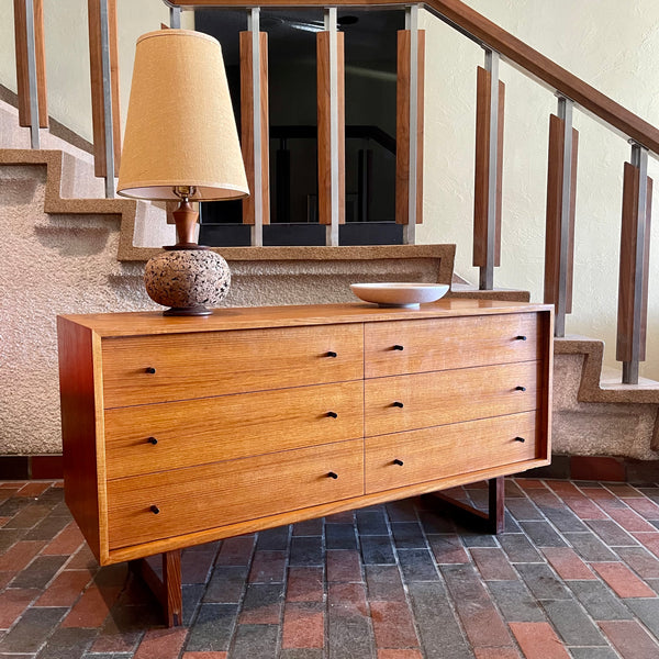 Mid Century RS Associates Teak Six Drawer Dresser with Black Metal Pulls | Mr. Mansfield Vintage 
