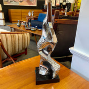 Richard Barr Brutalist Chrome Lamp for Laurel Lamp CoStanding as a testament to the Brutalist movement's influence on mid-century design, the lamp features a robust chrome base that exudes an air of strength and solidity. 