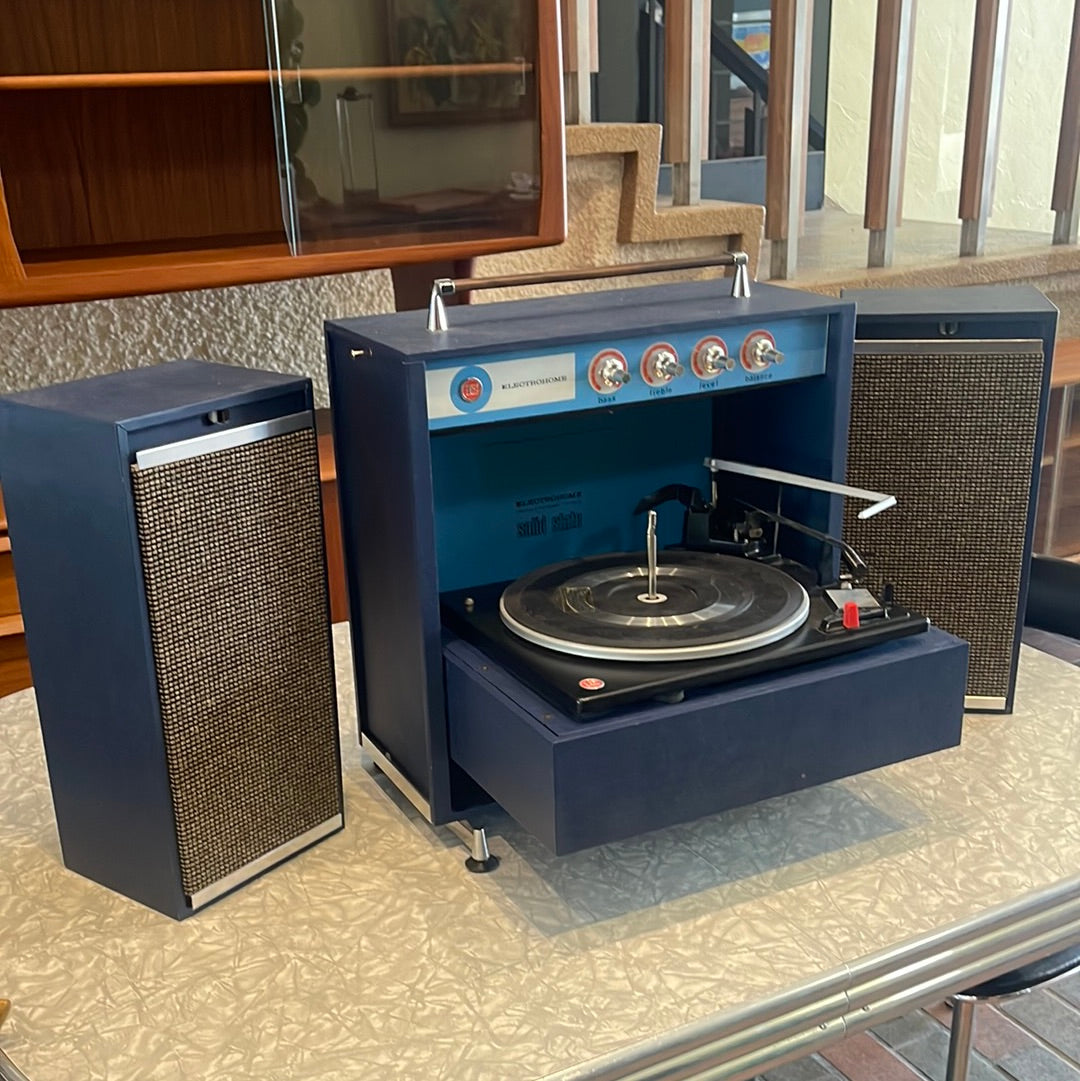 Vintage Electrohome portable stereo opened with speakers detached