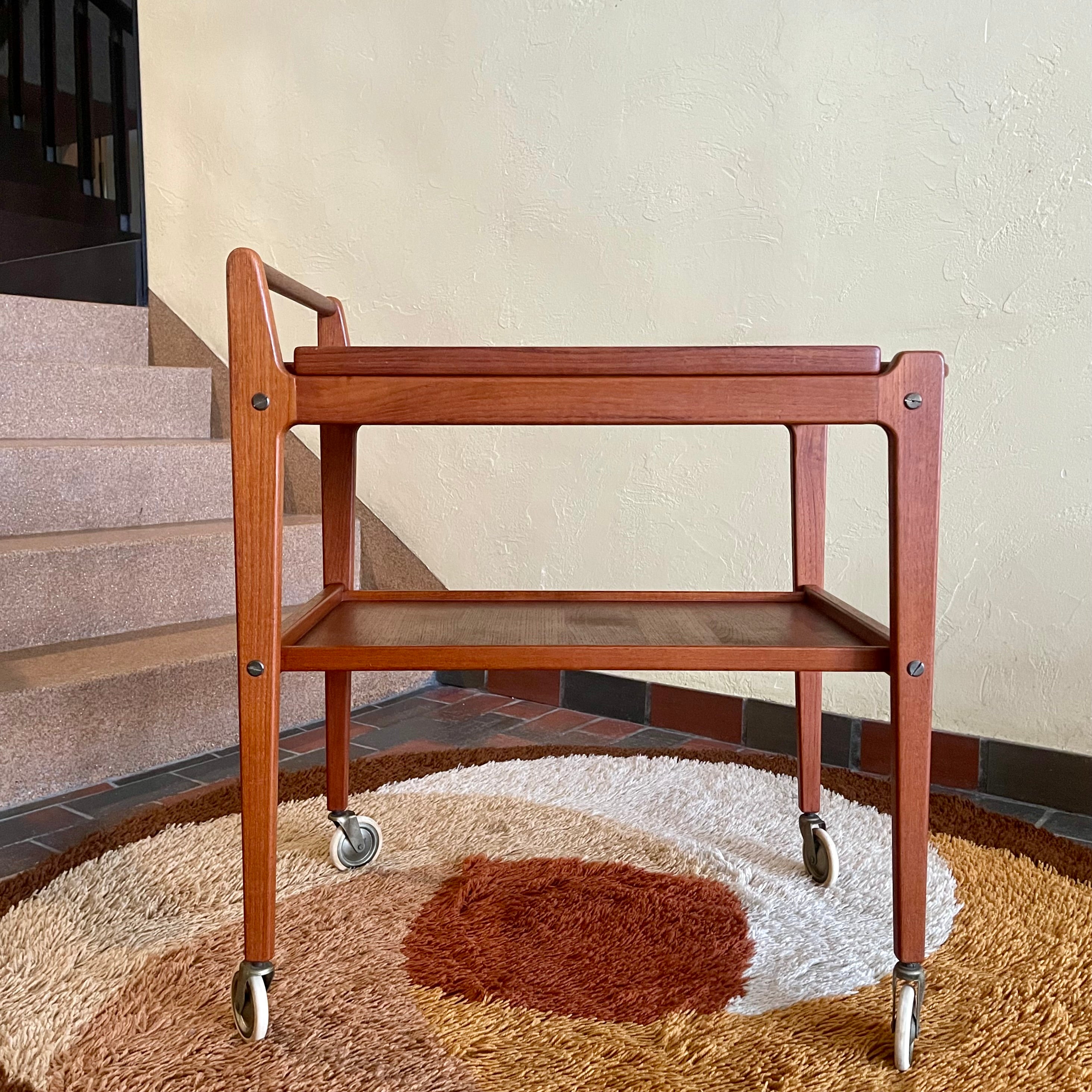 Vintage | Mid Century Teak Scandinavian Bar Cart | Drinks Cart by Erik Gûstavsson Made in Sweden.


