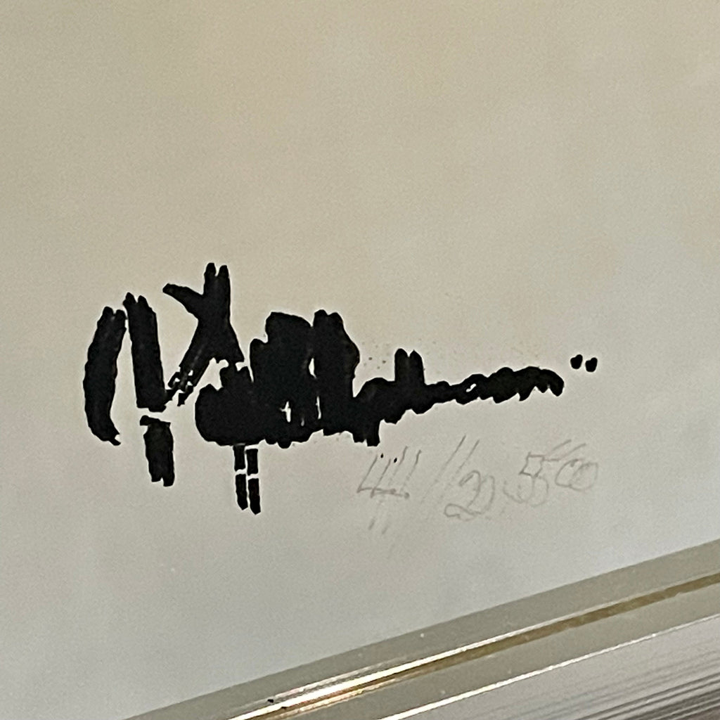 Greg Copeland signature on 1970s OP Art mirror