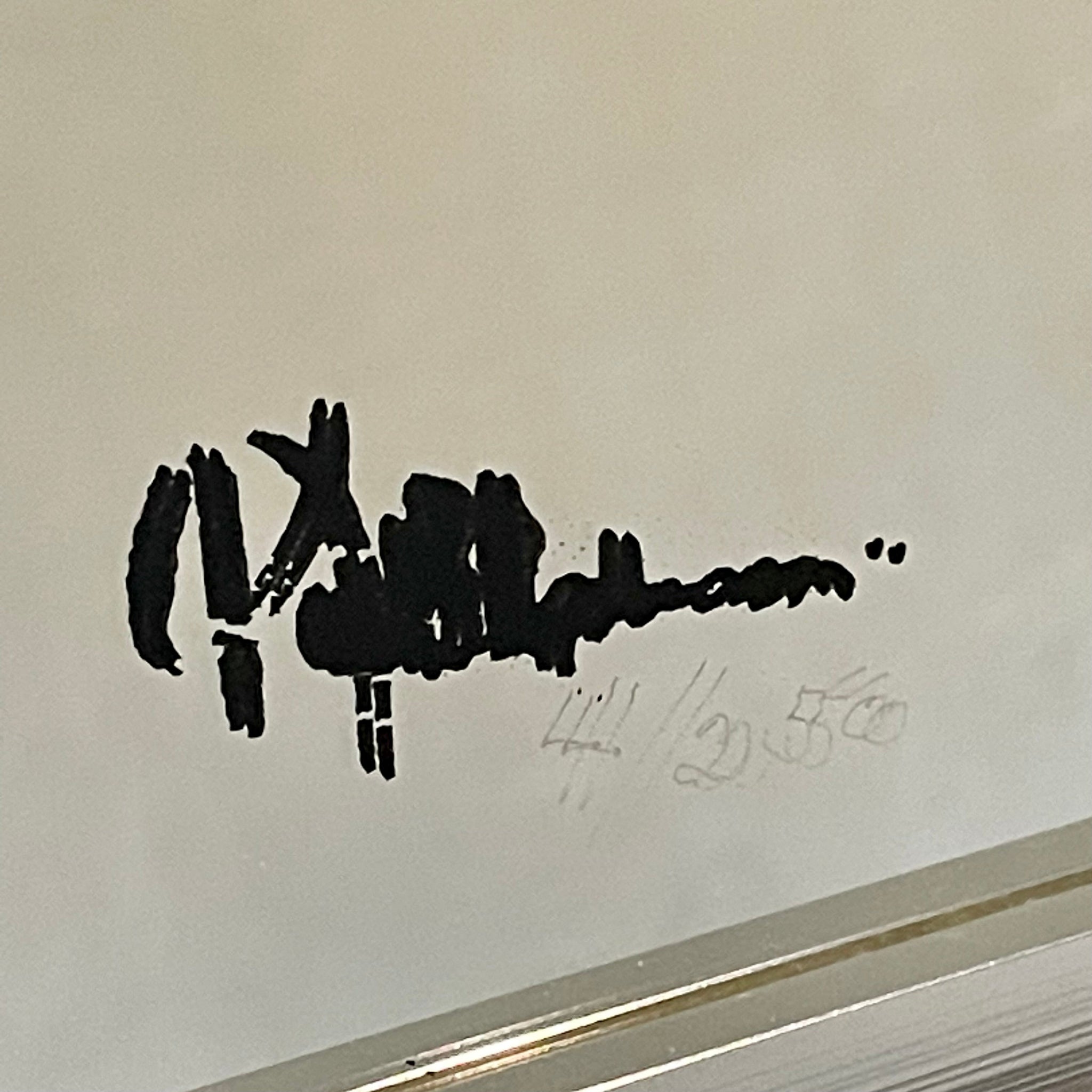 Greg Copeland signature on 1970s OP Art mirror