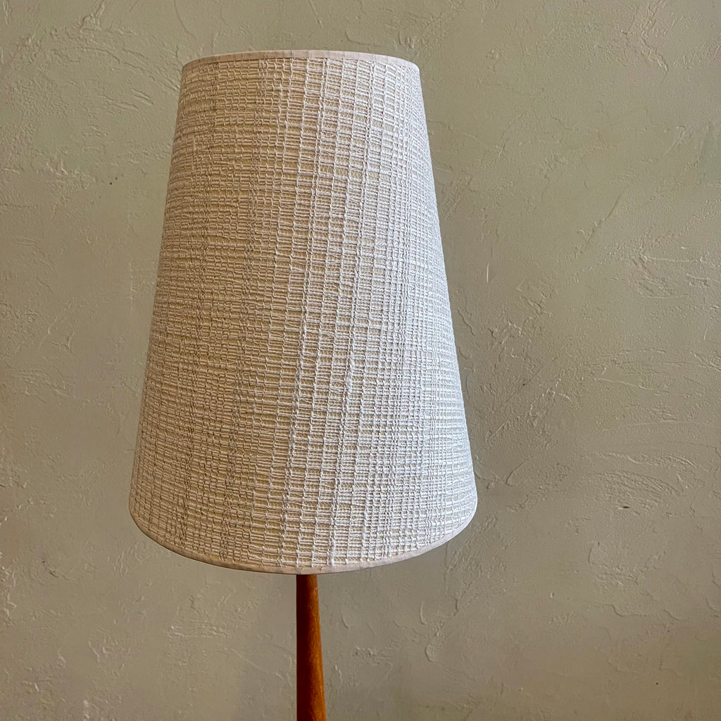 Mid Century Solid Teak Table Lamp with Tripod Base and Vintage Shade | Mr. Mansfield Vintage 