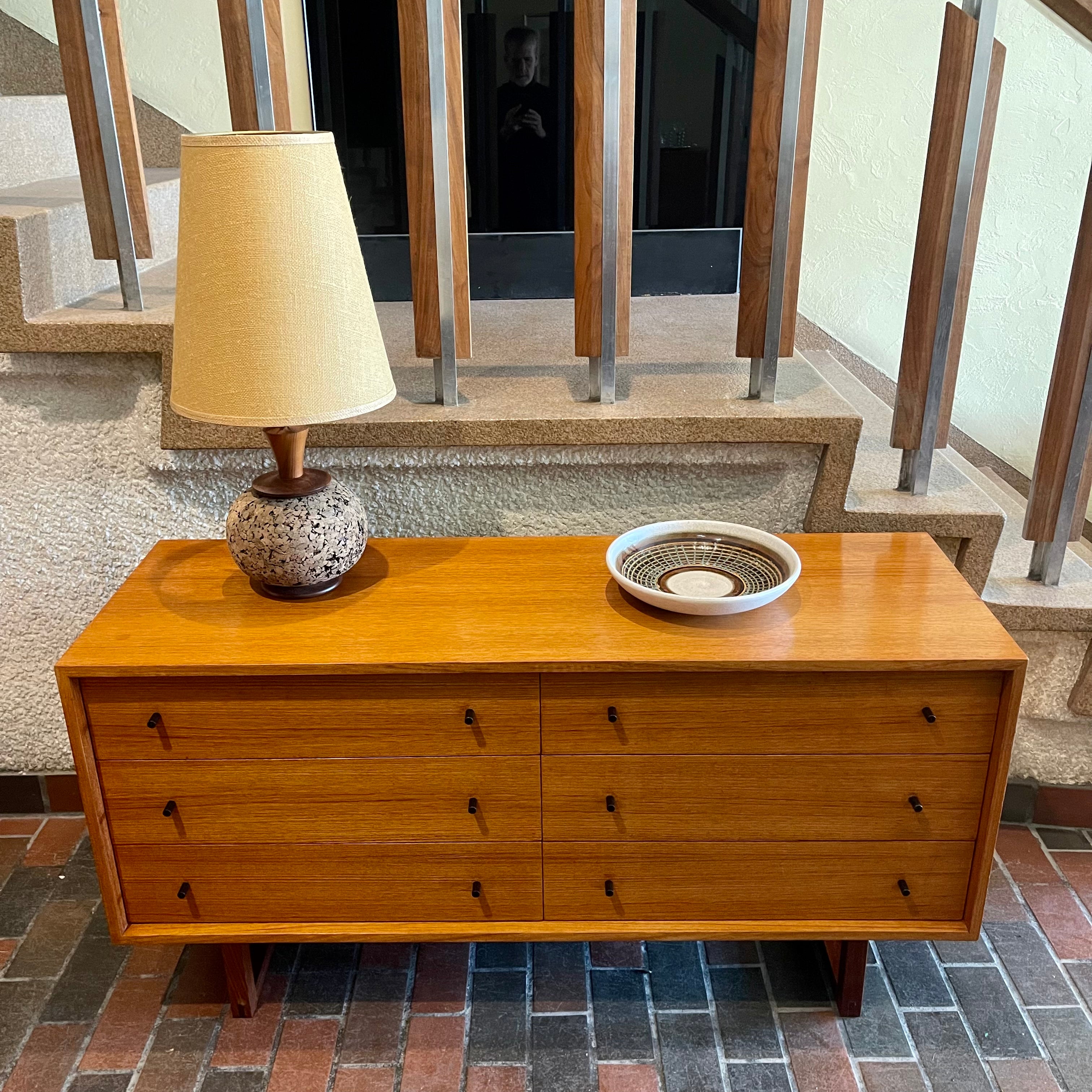 Mid Century RS Associates Teak Six Drawer Dresser with Black Metal Pulls | Mr. Mansfield Vintage 