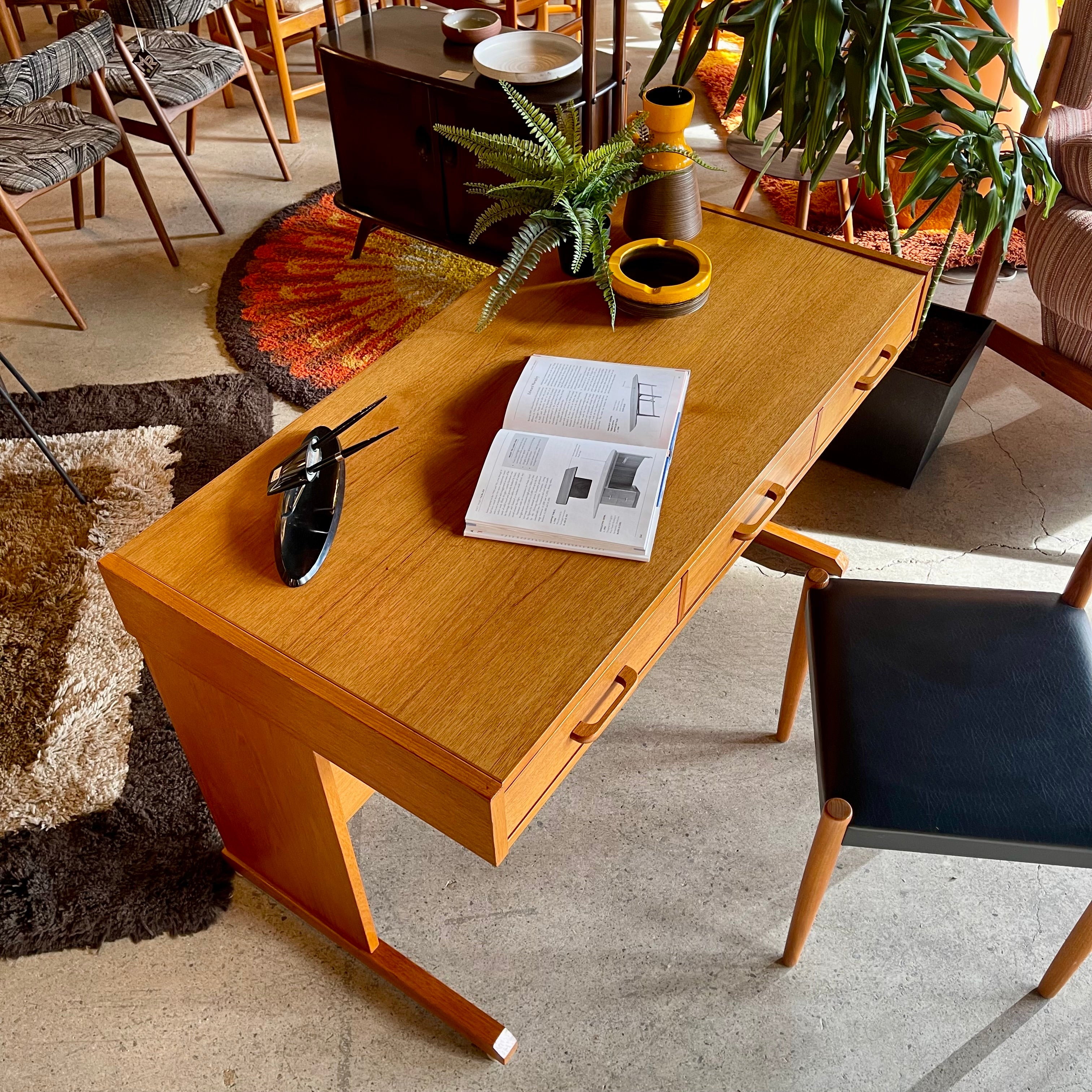 Vintage Slide-Top Teak Desk