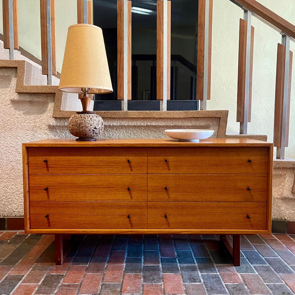 Mid Century RS Associates Teak Six Drawer Dresser with Black Metal Pulls | Mr. Mansfield Vintage 
