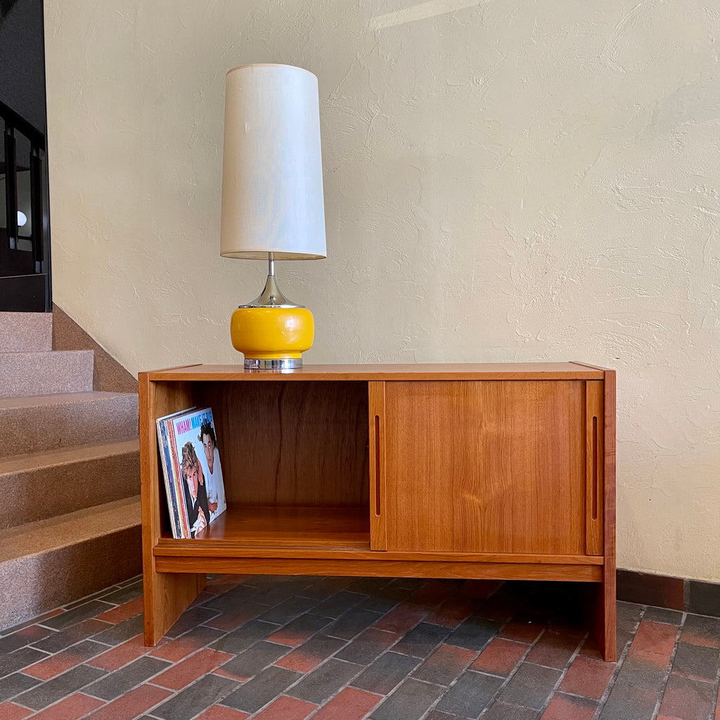 Small Vintage Teak Storage Cabinet Records Stereo Equipment | Mr. Mansfield Vintage