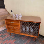  1950s Drinks Cabinet | Sideboard with Golden Harlequin Pattern Doors Three Drawers for Storage | Mr. Mansfield Vintage 