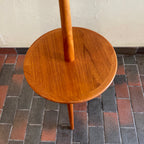 Mid Century Solid Teak Table Lamp with Tripod Base and Vintage Shade | Mr. Mansfield Vintage 