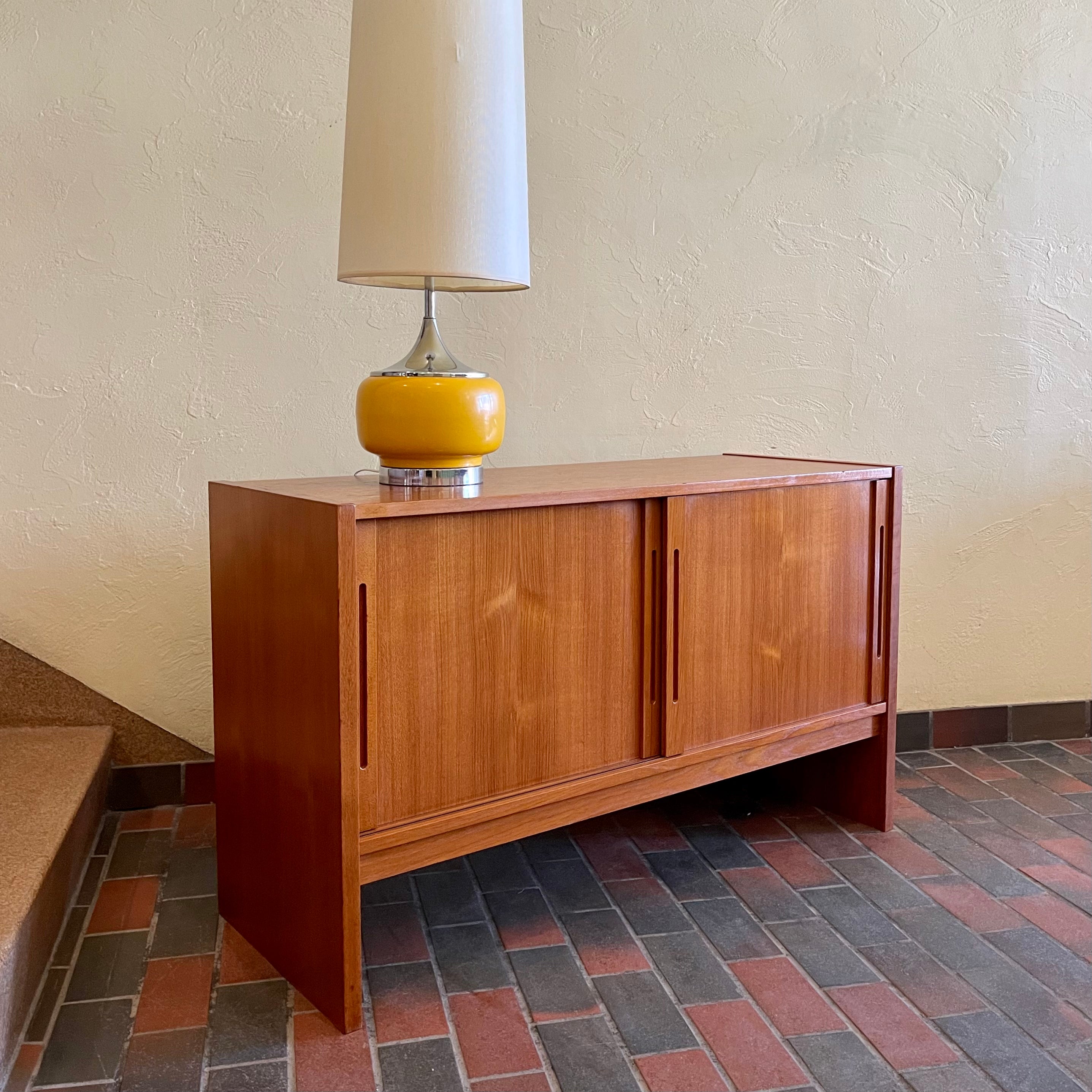 Small Vintage Teak Storage Cabinet Records Stereo Equipment | Mr. Mansfield Vintage