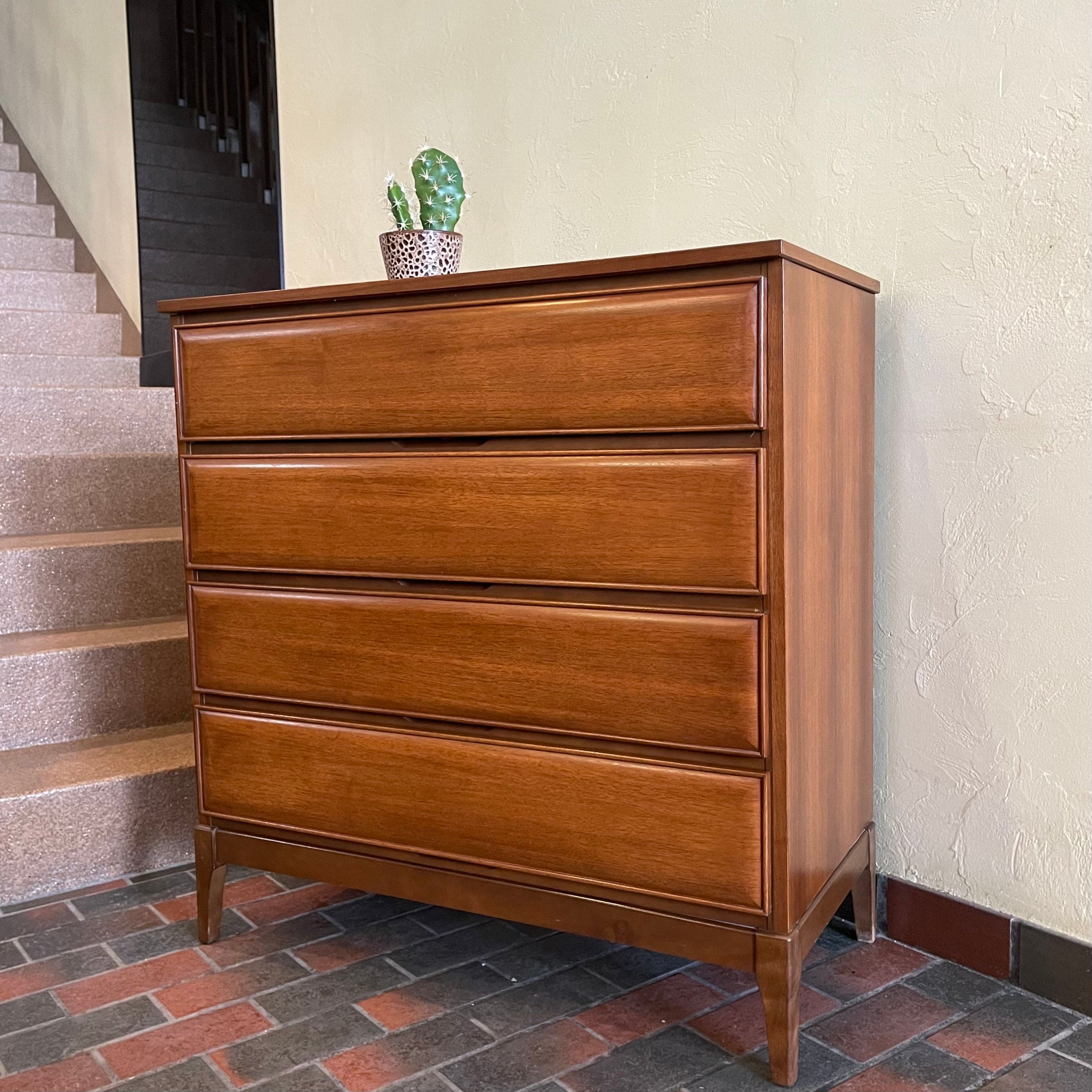 Vintage Four Drawer Walnut Dresser by HPL Furniture