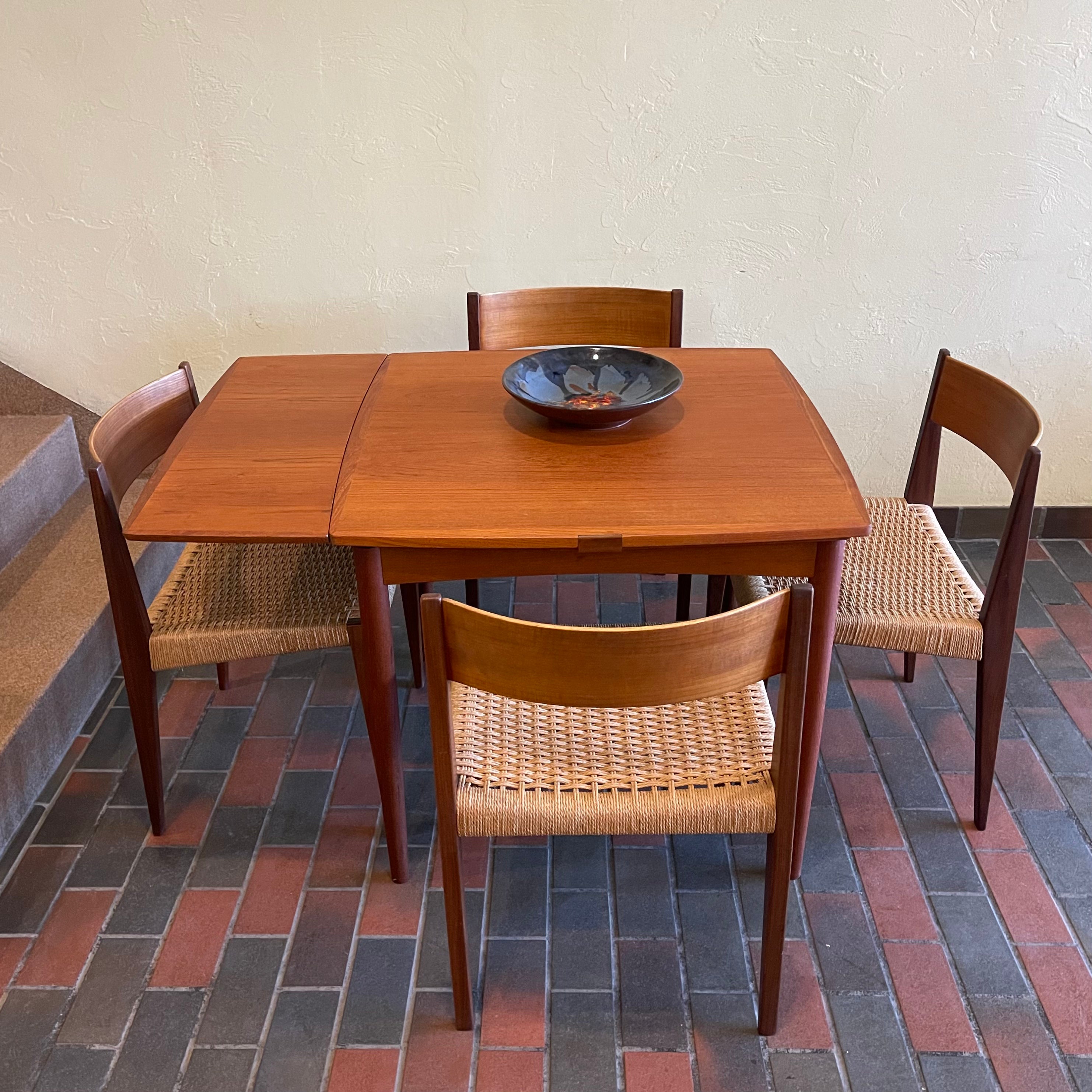 Teak Draw Leaf Flip Top Games Table Made in Denmark