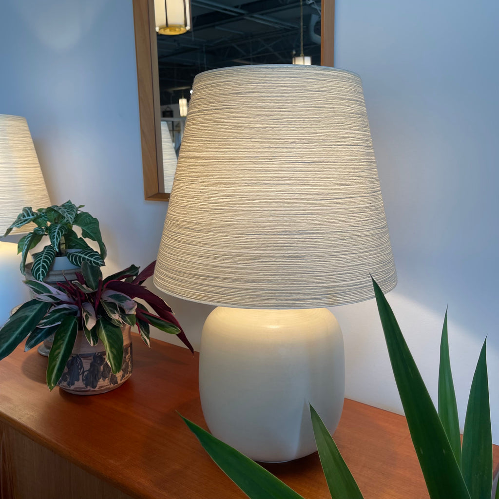 Pair of vintage LOTTE table lamps with ceramic bases and fiberglass shades
