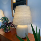 Pair of vintage LOTTE table lamps with ceramic bases and fiberglass shades