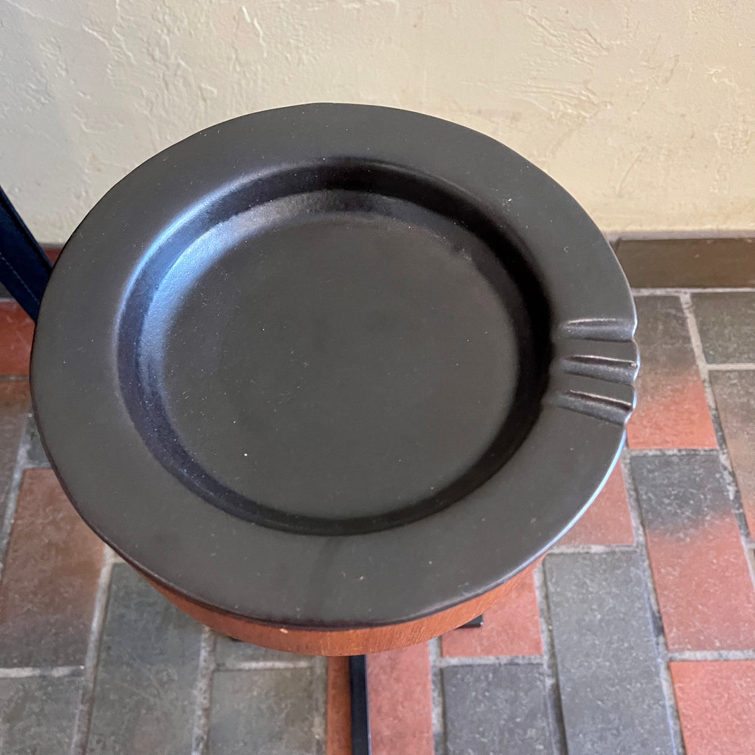 Mid Century Teak and Pottery Ashtray on a Metal Stand | Mr. Mansfield Vintage 