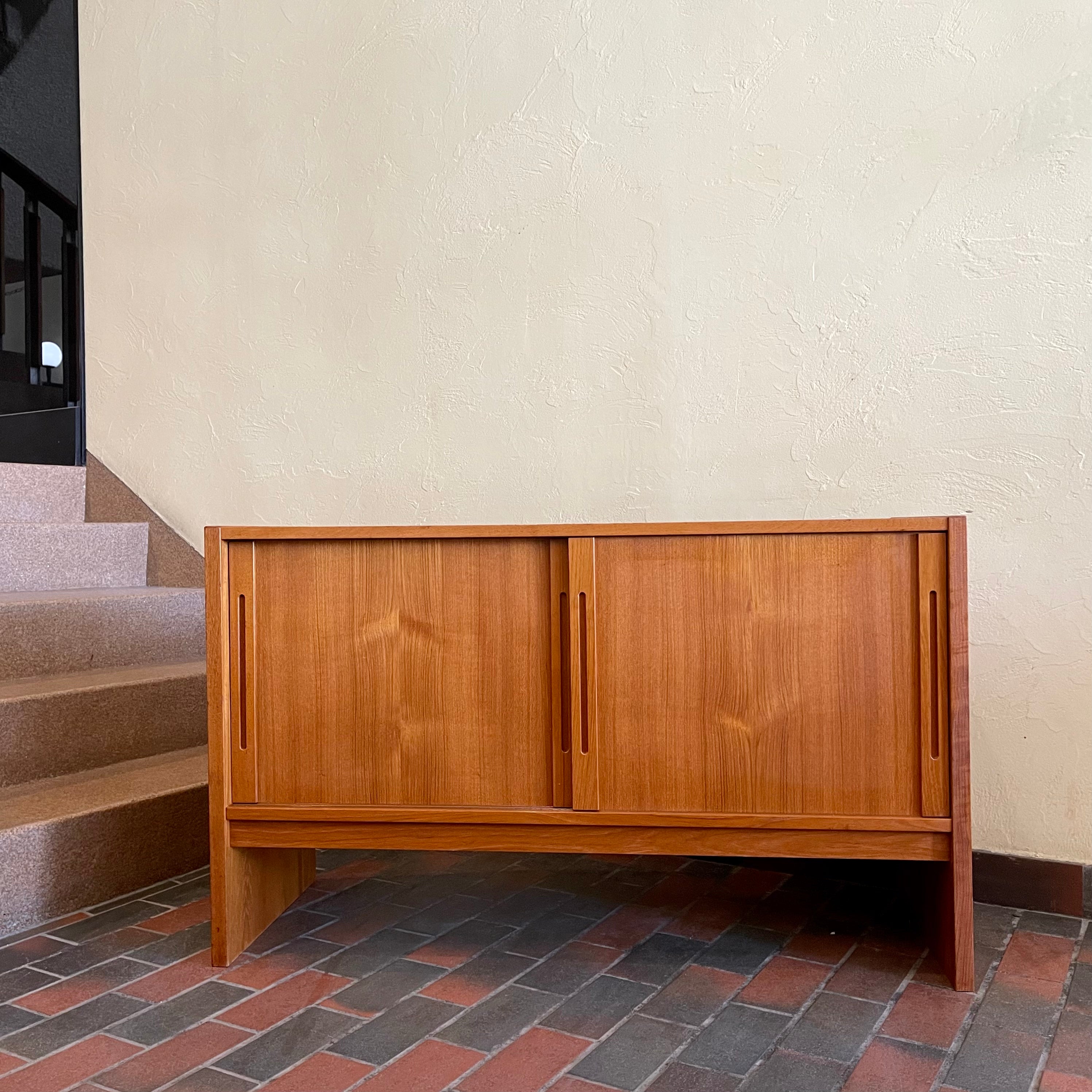 Small Vintage Teak Storage Cabinet Records Stereo Equipment | Mr. Mansfield Vintage