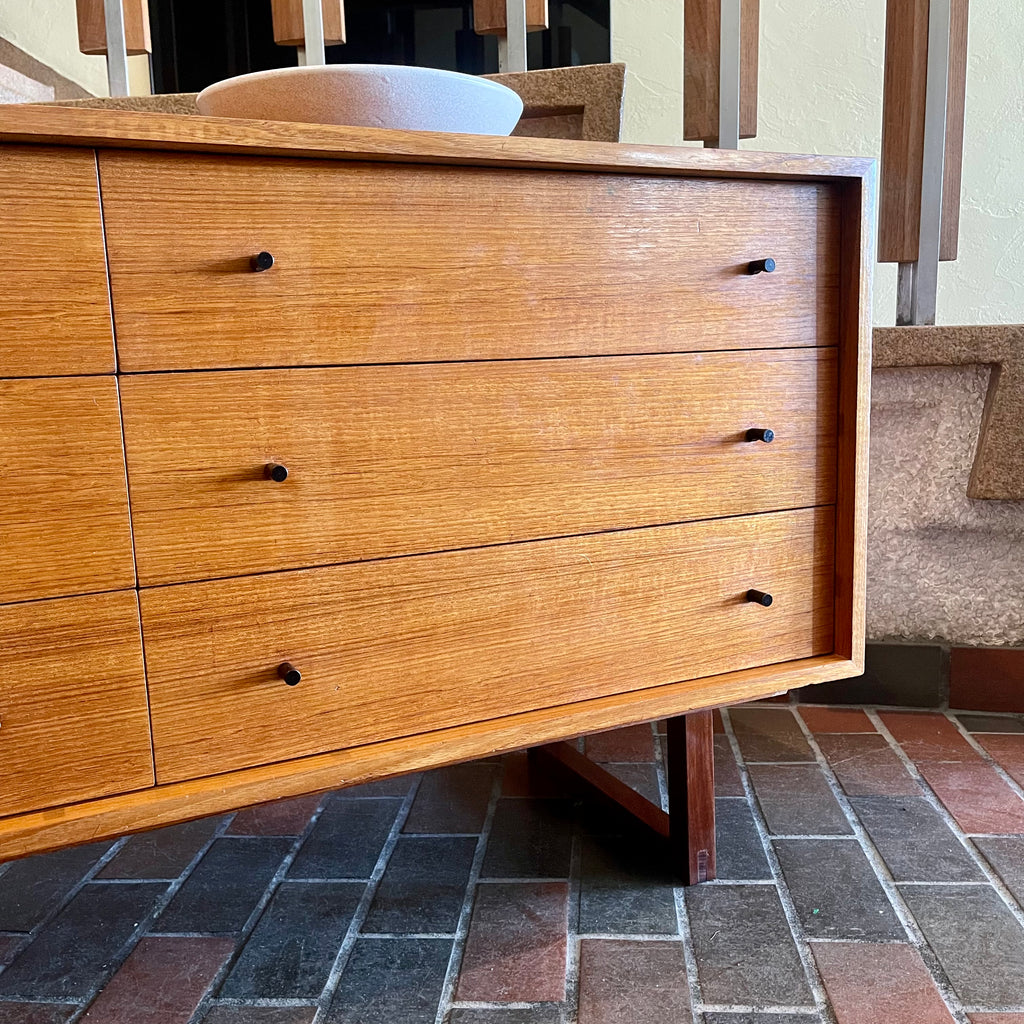 Mid Century RS Associates Teak Six Drawer Dresser with Black Metal Pulls | Mr. Mansfield Vintage 