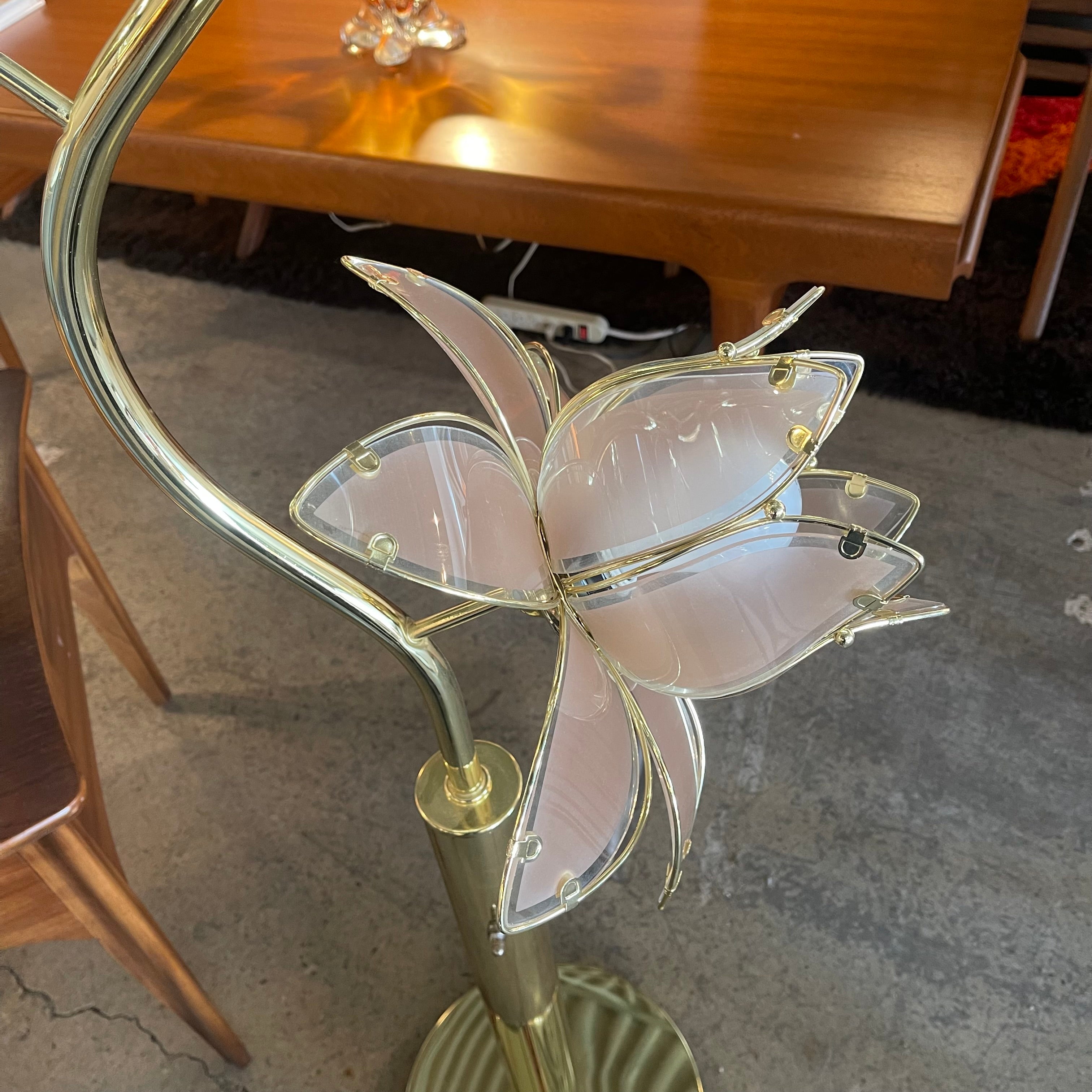 1980s Blush Pink Lotus Floor Lamp
