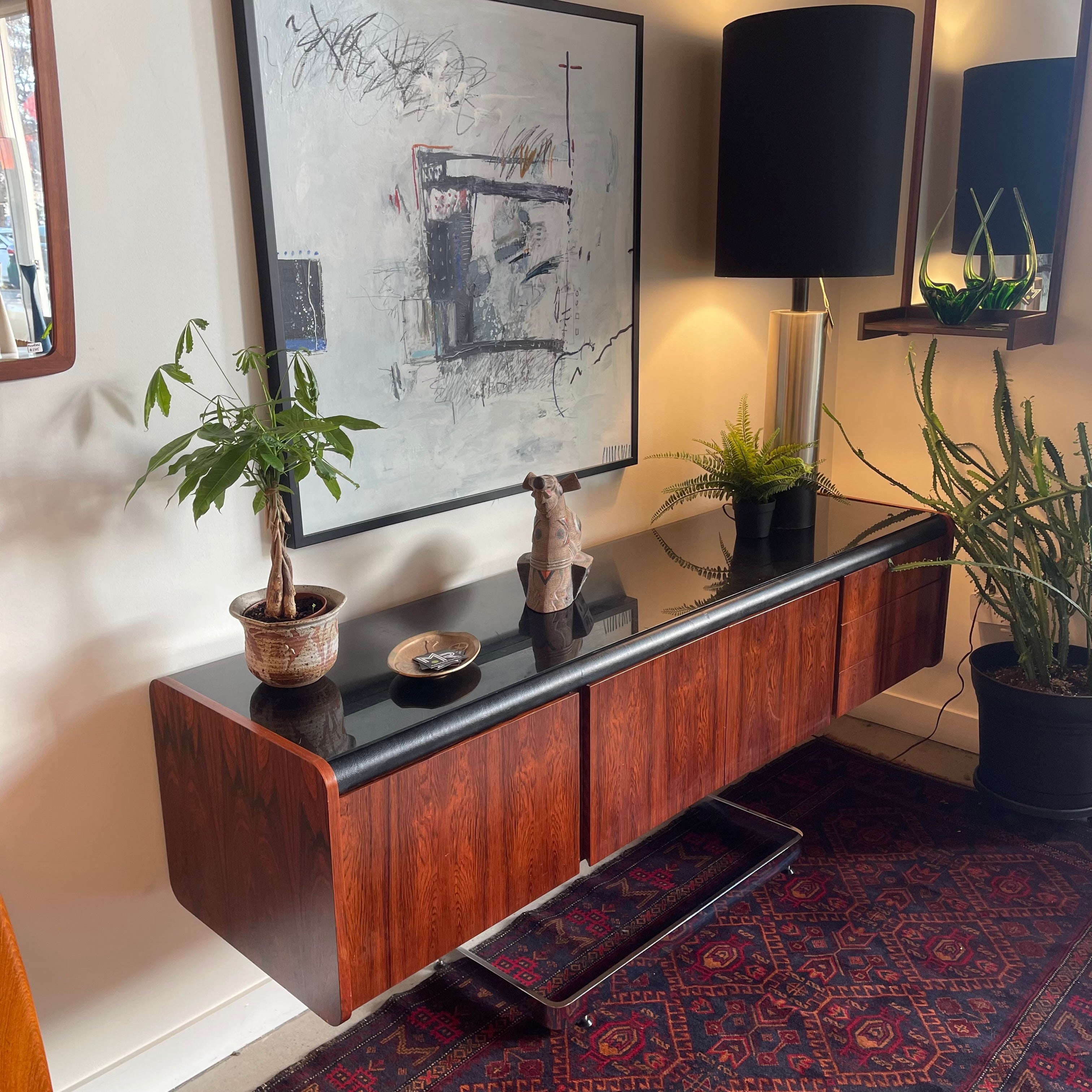 Mid Century Rosewood and Chrome Credenza by Ste Marie + Laurent
