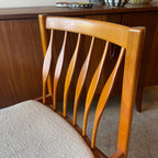 Detail of solid teak frame on vintage dining chair