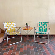 Two Vintage Folding Aluminum Patio Chairs and Table Set | Mr.Mansfield Vintage 