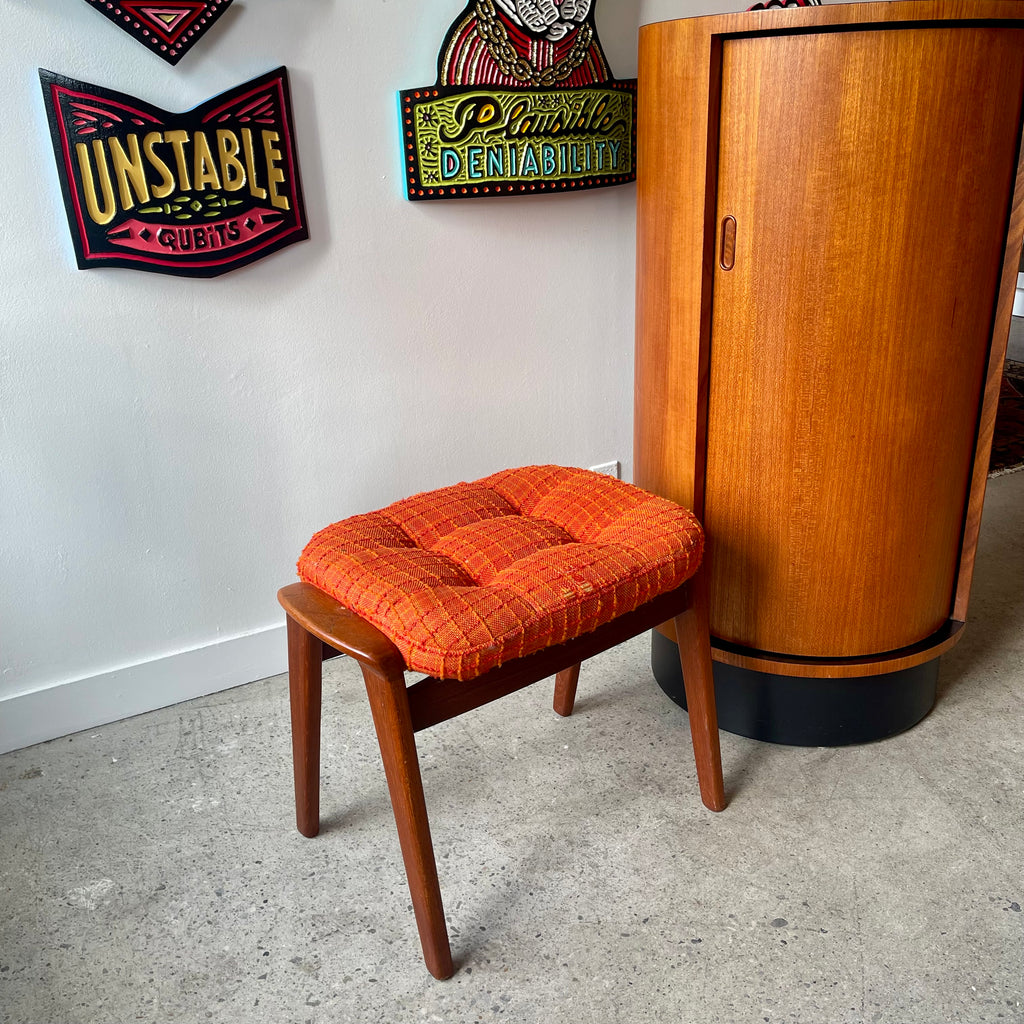 Vintage R. Huber ottoman with new upholstery