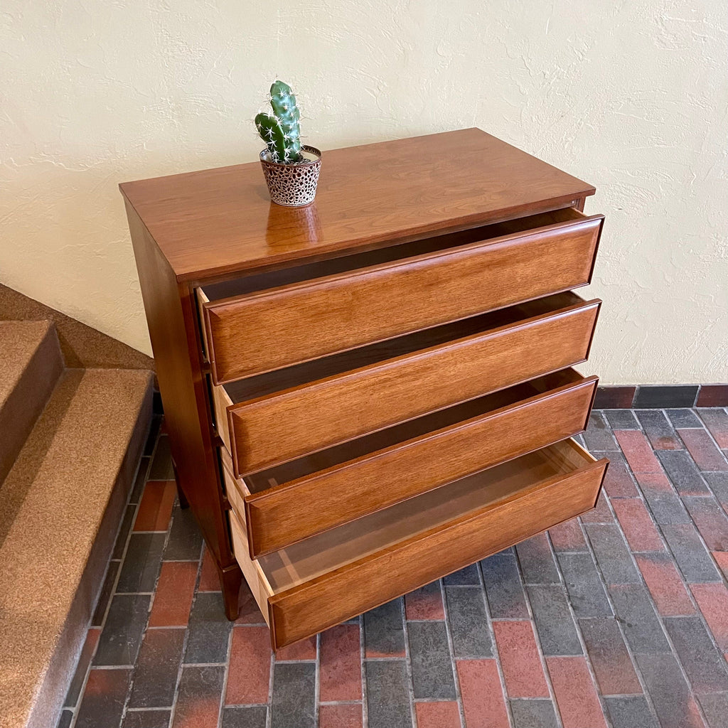 Vintage Four Drawer Walnut Dresser by HPL Furniture