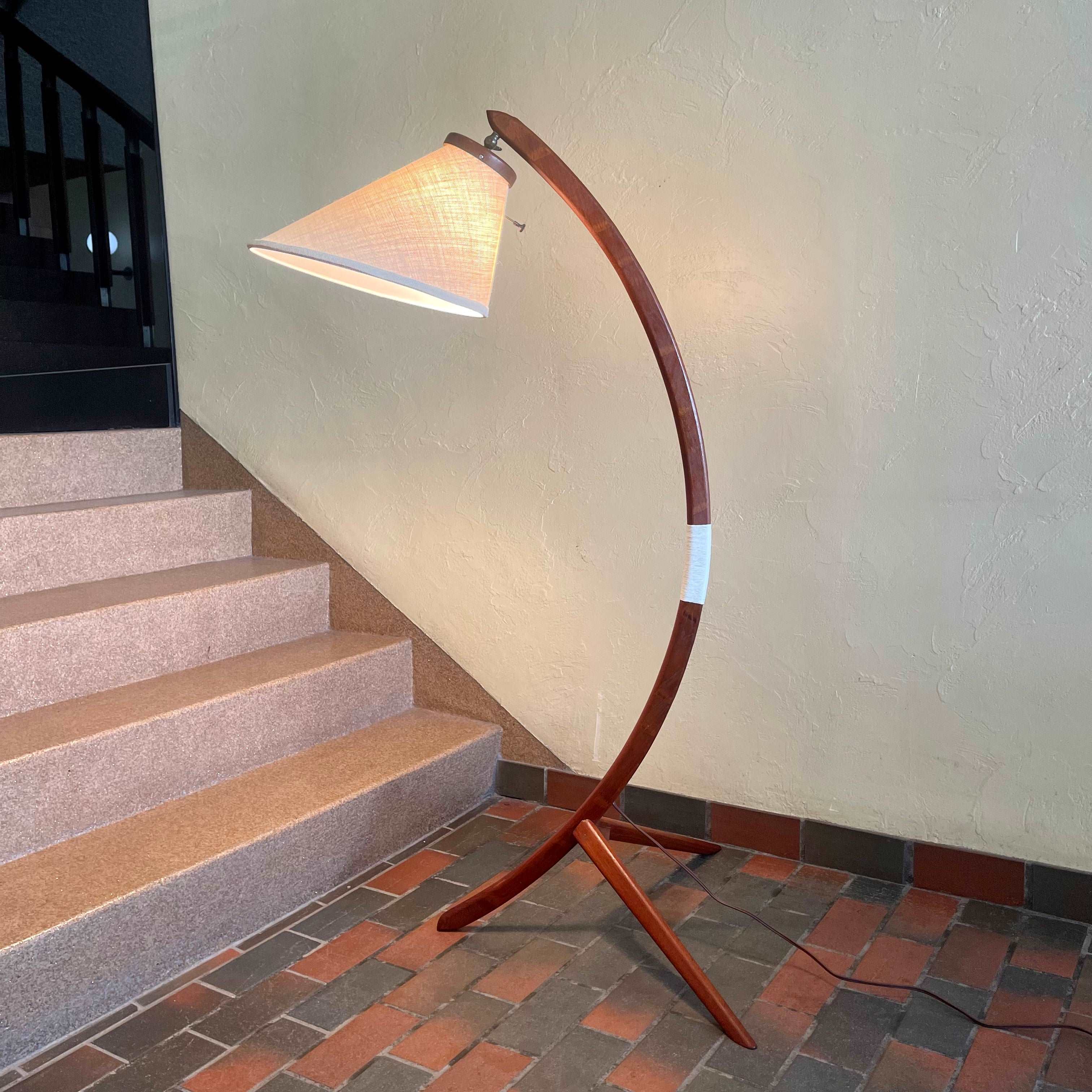 Mid Century Modern  Solid Danish Teak Arc Floor Lamp | Mr. Mansfield Vintage 