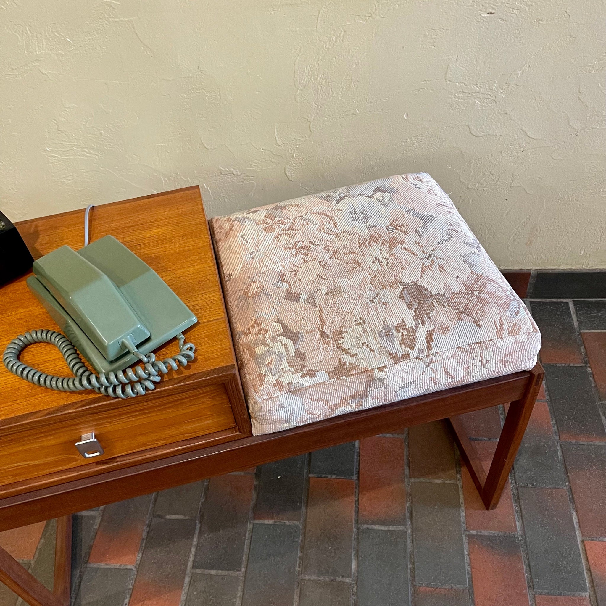 Upholstered seat detail on vintage RS Associates bench