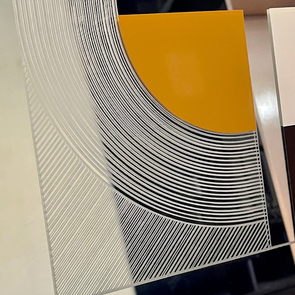 Close-up of geometric pattern on Greg Copeland signed and numbered mirror
