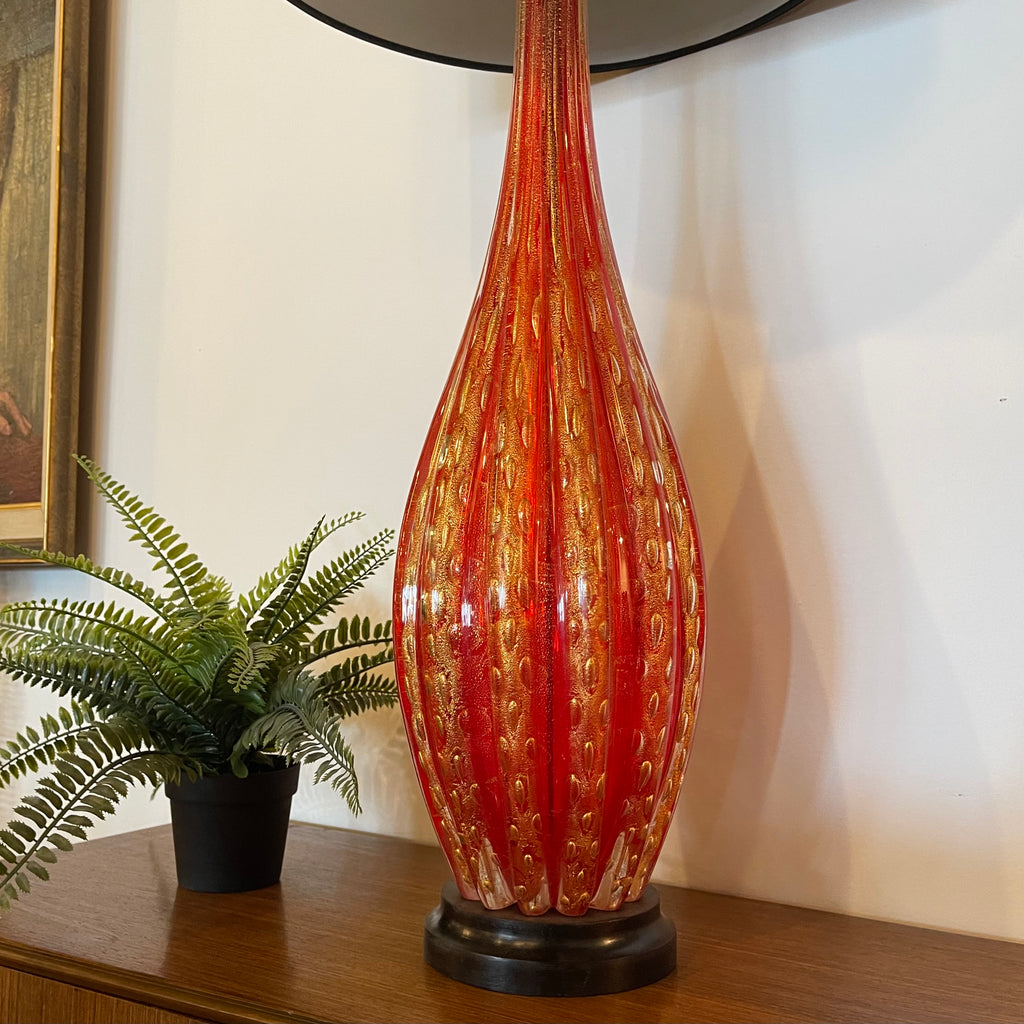 1960s Italian Barovier & Toso Murano Glass Lamp